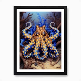 Blue Ringed Octopus Illustration 13 Art Print