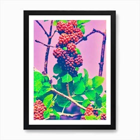 Mulberry Risograph Retro Poster Fruit Art Print