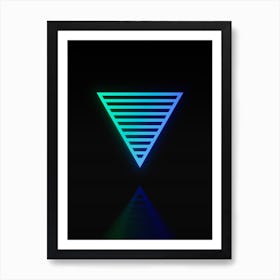 Neon Blue and Green Abstract Geometric Glyph on Black n.0376 Art Print