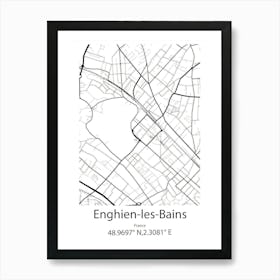 Enghien Les Bains,France Minimalist Map Art Print