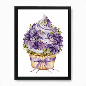 Cupcake With Purple Flowers Art Print