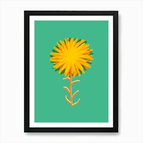 Marigold Flower Yellow Turquoise Art Print