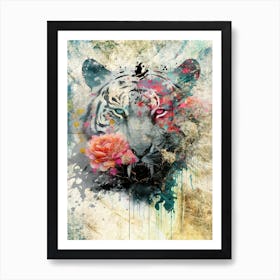 Tiger Art Painting Drawing Vintage Retro Illustration Design 07 Art Print