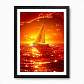 Sailboat At Sunset 27 Art Print