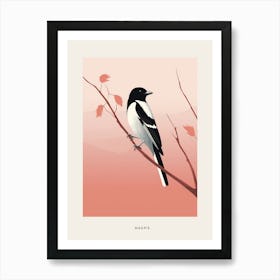 Minimalist Magpie 5 Bird Poster Art Print