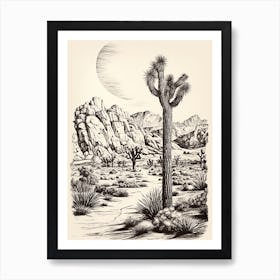 Joshua Tree National Park Retro Illustration 3 Art Print