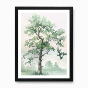 Alder Tree Atmospheric Watercolour Painting 3 Art Print