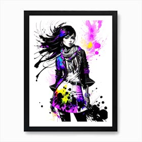 Girl With Paint Splatters 1 Art Print