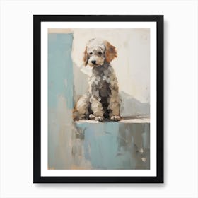 Poodle Dog, Painting In Light Teal And Brown 0 Art Print