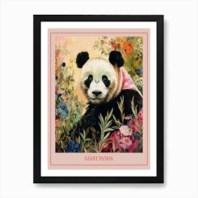 Floral Animal Painting Giant Panda 3 Poster Art Print