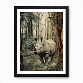 Rhino Realistic Illustration 1 Art Print