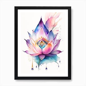 Lotus Flower, Symbol, Third Eye Watercolour 4 Art Print