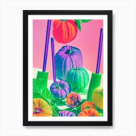 Hubbard Squash Risograph Retro Poster vegetable Art Print