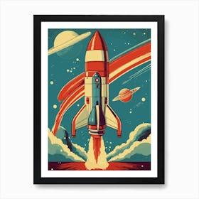 Space Rocket Nursery Art Print by Piccalilli Prints - Fy