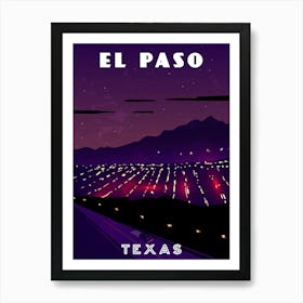 El Paso, Texas, USA — Retro travel minimalist poster Art Print