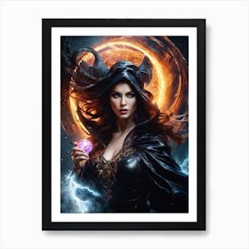 Witch With A Magic Ball Art Print