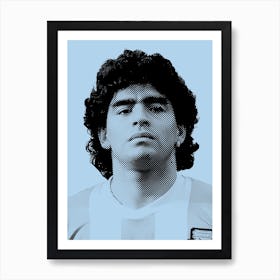 Diego Maradona Football Player Legend in Line Art Illustration Art Print