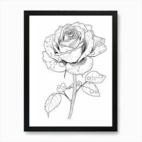 Rose Dew Line Drawing 4 Art Print