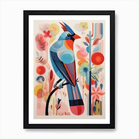 Colourful Scandi Bird Cardinal 1 Poster