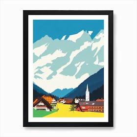 Oberstdorf, Germany Midcentury Vintage Skiing Poster Art Print