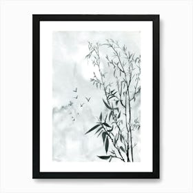 Bamboo Tree With Birds Art Print