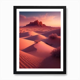 Desert Landscape With Orange And Pink Skies Art Print