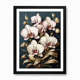 Orchids Flower Illustration Art Print 3 Art Print