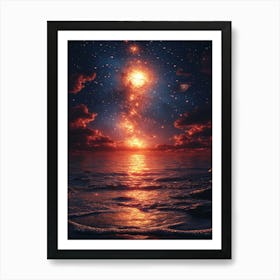 Galaxy Over The Ocean Art Print