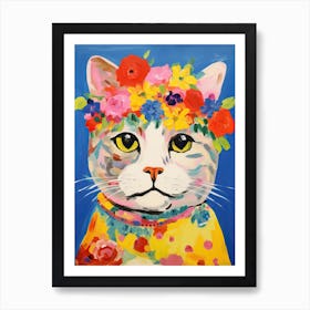 Scottish Fold Cat With A Flower Crown Painting Matisse Style 4 Art Print