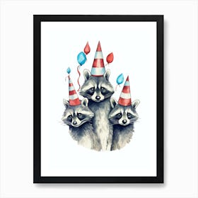 Raccoon With A Party Hat 3 Art Print