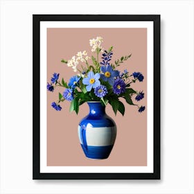 Blue Vase With Flowers 1 Art Print