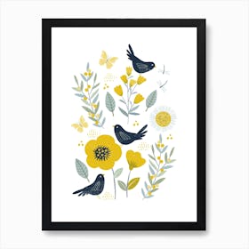 Blackbird Garden Art Print