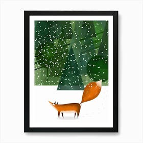 Fox Cub in the Snow Art Print