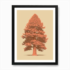 Redwood Tree Minimalistic Drawing 2 Art Print