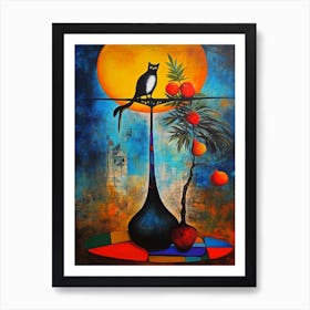 Paradise With A Cat 4 Surreal Joan Miro Style  Art Print