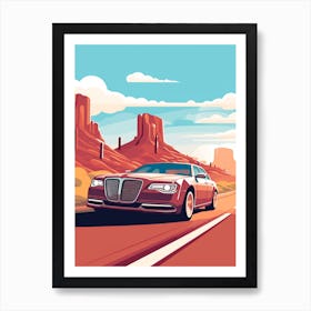 A Chrysler 300 Car In Route 66 Flat Illustration 3 Art Print
