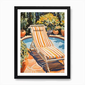 Sun Lounger By The Pool In Milan Italy Art Print