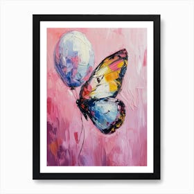 Cute Butterfly 2 With Balloon Art Print