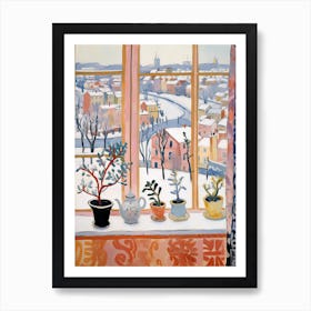 The Windowsill Of Budapest   Hungary Snow Inspired By Matisse 3 Art Print