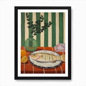 Halibut Italian Still Life Painting Art Print