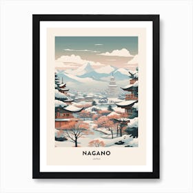 Vintage Winter Travel Poster Nagano Japan 2 Art Print