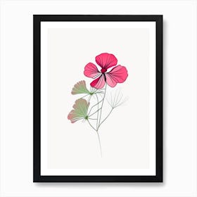 Geranium Floral Minimal Line Drawing 1 Flower Art Print