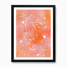 Orange Seahorse Art Print