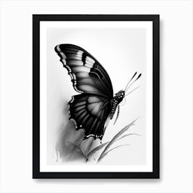 Black Swallowtail Butterfly Graffiti Illustration 1 Art Print