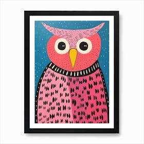 Pink Polka Dot Owl 7 Art Print