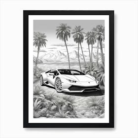 Lamborghini Huracan Tropical Line Drawing 4 Art Print