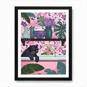 Panther In The Bathroom Art Print