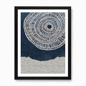 Navy Blue Modern Abstract Art Print