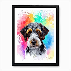 German Wirehaired Pointer Rainbow Oil Painting Dog Art Print