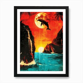 Dolphin At Sunset Art Print